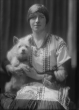 Harriman, Mrs., with dog, portrait photograph, 1913 July 7. Creator: Arnold Genthe.