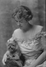 Stevens, J., Miss, with dog, portrait photograph, 1914 June 8. Creator: Arnold Genthe.