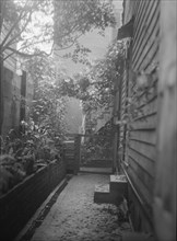 View down narrow outdoor passageway, New Orleans or Charleston, South Carolina, c1920-1926. Creator: Arnold Genthe.