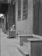Woman sitting on steps, New Orleans or Charleston, South Carolina, between 1920 and 1926. Creator: Arnold Genthe.