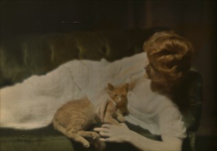 Ann Murdock with Buzzer IV, 1914. Creator: Arnold Genthe.