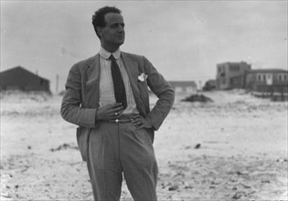 Unidentified man at Long Beach, New York, between 1911 and 1942. Creator: Arnold Genthe.