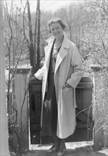 Mrs. Mary Benson standing outdoors, 1933. Creator: Arnold Genthe.