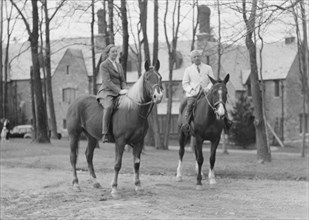 Manners, Mrs. Alice G., with unidentified man, on horseback, between 1911 and 1942. Creator: Arnold Genthe.