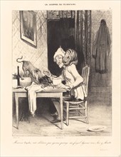 Monsieur Coquelet... partage son... déjeuner, 1839. Creator: Honore Daumier.