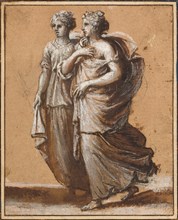 Two Women in Classical Dress, mid-1640s. Creator: Claude Lorrain.