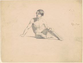 Seated Male Nude [recto], c. 1830-1835. Creator: James Goodwyn Clonney.