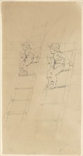 Studies of a Boy on a Ladder, c. 1840-1850. Creator: James Goodwyn Clonney.
