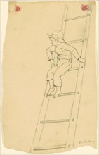 Boy on a Ladder, c. 1840-1850. Creator: James Goodwyn Clonney.