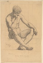 Seated Male Nude: Study for "Science" - Iowa State Capitol, 1905. Creator: Kenyon Cox.