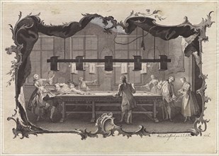 Ladies and Gentlemen Playing Billiards, 1756. Creator: Johann Esaias Nilson.