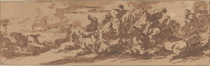 Cavalry Battle near a River. Creator: Walter Paris.