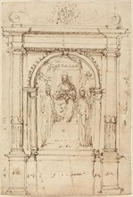 Altarpiece of the Madonna and Child with Saints, in Its Architectural Setting, 1528/1537. Creator: Perino del Vaga.