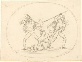Two Ancient Warriors Fighting over a Dead Comrade. Creator: Bartolomeo Pinelli.