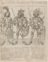 Hector of Troy, Alexander the Great and Julius Caesar, 1492. Creator: Master of the Strassburg Chronicle.