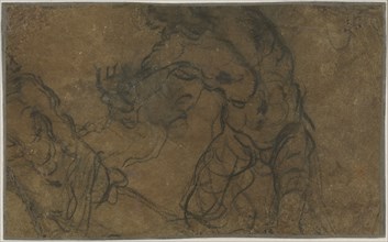 Two Male Figures in Motion (verso), 1598/1605. Creator: Domenico Tintoretto.