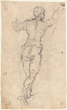A Striding Youth with His Arms Raised, Seen from Behind, c. 1579. Creator: Jacopo Tintoretto.