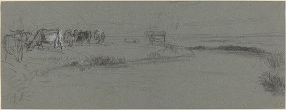 River Bank with Cattle, probably after 1850. Creator: Constant Troyon.