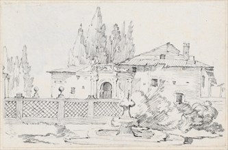 House and Trees across a Garden Wall, 1744/1750. Creator: Joseph-Marie Vien the Elder.