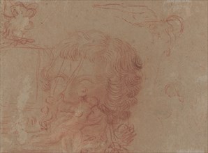 Figure Sketches and a Copy After a Sculpted Head [verso], c. 1715/1716. Creator: Jean-Antoine Watteau.