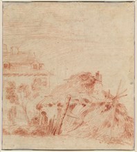 View of a House, a Cottage, and Two Figures [verso], 1718/1719. Creator: Jean-Antoine Watteau.