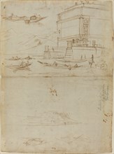 Studies of Lago Maggiore and and the Entrance to a Palazzo, c. 1700. Creator: Gaspar van Wittell.