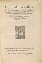 [Entrée d'Henri II] C'est l'ordre qui a este tenu a la nouvelle et ioyeuse entrée que..., 1549. Creator: Jean Goujon.