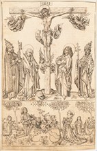 The Crucifixion with the Virgin and Saints and the Hungerstein Family, c. 1492. Creator: Master of the Strassburg Chronicle.