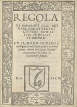 Regola da imparare scrivere varii caratteri de littere con li suoi compassi et misure..., 1533. Creators: Ugo da Carpi, Ludovico Arrighi.
