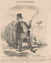 Une promenade conjugale, 19th century. Creator: Honore Daumier.