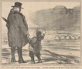 J'veux monter tout de suite la-dedans avec toi papa ..., 19th century. Creator: Honore Daumier.