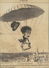 Une Descente en parachute, 19th century. Creator: Honore Daumier.