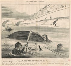 Une nouvelle maniére de descendre le fleuve de la vie, 19th century. Creator: Honore Daumier.