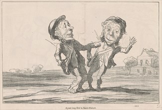 Ayant trop fêté la Saint-Hubert, 19th century. Creator: Honore Daumier.
