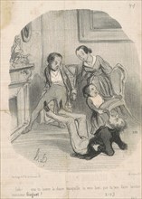 Lolo!...veux-tu laisser la chaisse tranquille..., 19th century. Creator: Honore Daumier.