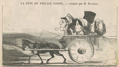 A la campagne, pas de grèves de cochers ... (recto); Villageois économies se... (verso), 19th cent. Creator: Honore Daumier.