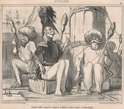Ayant enfin trouvé le moyen d'ultiliser leurs loisirs!, 19th century. Creator: Honore Daumier.
