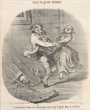 L'inconvénient d'avoir des domestiques ..., 19th century. Creator: Honore Daumier.