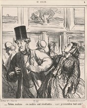 Parlons, Madame...ces nudités sont révoltantes..., 19th century. Creator: Honore Daumier.