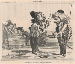 Distribution de vivres un jour d'extra, 19th century. Creator: Honore Daumier.