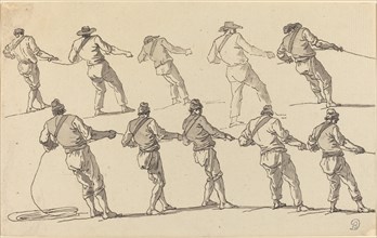 Ten Men Pulling on Ropes. Creator: Claude-Joseph Vernet.