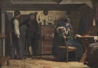 The Village Carpenter Bringing a Coffin for a Dead Child, 1857. Creator: Christen Dalsgaard.