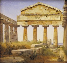 The Temple of Athena in Paestum;Formerly known as the Ceres Temple in Paestum, 1838. Creator: Constantin Hansen.
