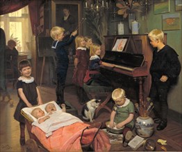 A Concert: The Artist's Children and their Playmates, 1887. Creator: Otto Haslund.
