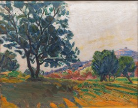 The Olive Grove, with Cagnes in the Background - Against the Light, 1923. Creator: Niels Larsen Stevns.