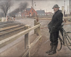 Waiting for the Train. Level Crossing by Roskilde Highway, 1914. Creator: Laurits Andersen Ring.