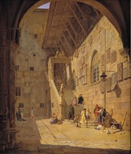 The Courtyard of the Palazzo del Bargello. Florence, 1842. Creator: Jorgen Pedersen Roed.