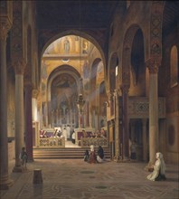 Interior of the Capella Palatina in Palermo, Italy, 1842. Creator: Martinus Rorbye.