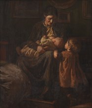 The artist's wife with two children, 1890. Creator: Joakim Skovgaard.