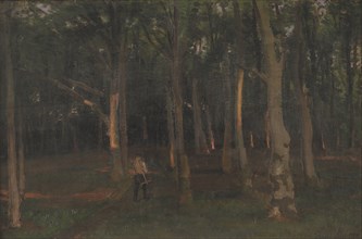 Forest at sunset, 1889. Creator: Hans Smidth.